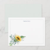 Waterverf zonnebloem gepersonaliseerd bedankkaart (Voorkant / Achterkant)