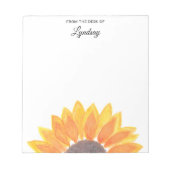 Waterverf zonnebloem gepersonaliseerd notitieblok (Voorkant)