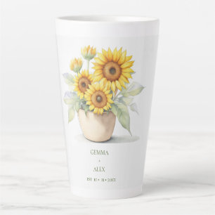 Waterverf Zonnebloem Gepersonaliseerde Passen getr Latte Mok