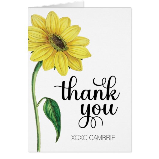 Waterverf Zonnebloem Hartelijk dank (Voorkant)