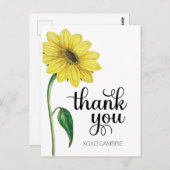Waterverf Zonnebloem Hartelijk dank Briefkaart (Voorkant / Achterkant)