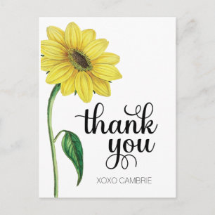 Waterverf Zonnebloem Hartelijk dank Briefkaart