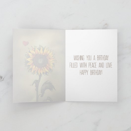 Waterverf Zonnebloem Liefde Bloem Verjaardag Kaart (Binnen)
