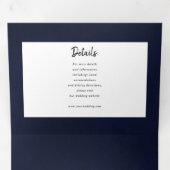 Waterverf zonnebloem marineblauw alles in één brui drieluik uitnodiging (Binnenzijde eerst)