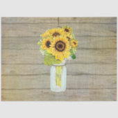 Waterverf zonnebloem Mason Jar Rustic Decoupage Tissuepapier (Voorkant)