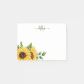 Waterverf Zonnebloem met monogram Post-it® Notes (Voorkant)