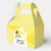 Waterverf zonnebloem met vlinders 1e verjaardag bedankdoosjes (Voorkant)