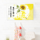 Waterverf zonnebloem met vlinders 1e verjaardag spandoek (Insitu)