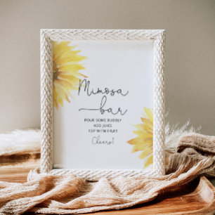 Waterverf zonnebloem mimosa staafteken poster