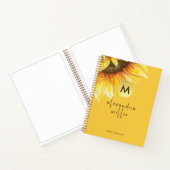 Waterverf Zonnebloem Monogram Sketchbook Sinaasapp Notitieboek (Binnen)