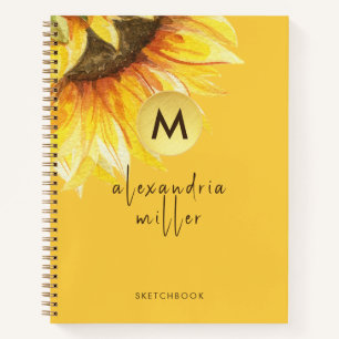 Waterverf Zonnebloem Monogram Sketchbook Sinaasapp Notitieboek