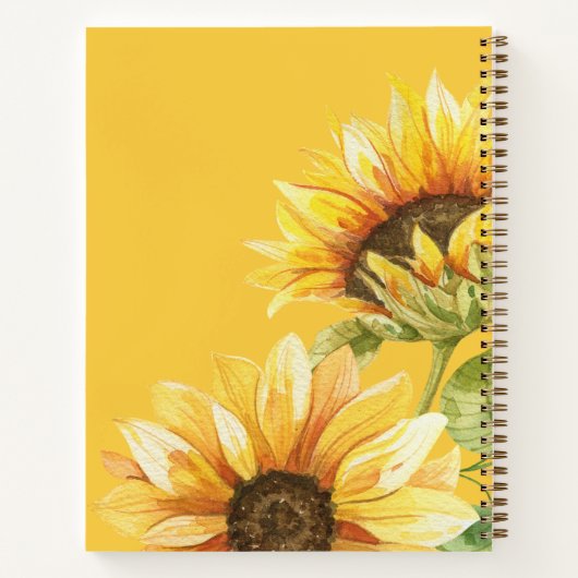 Waterverf Zonnebloem Monogram Sketchbook Sinaasapp Notitieboek (Achterkant)