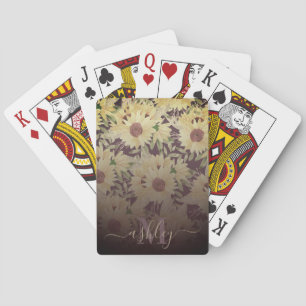 Waterverf Zonnebloem Pokerkaarten