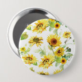 Waterverf Zonnebloem Ronde Button 4,0 Cm (Voorkant /achterkant)