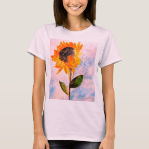 Waterverf Zonnebloem Roos Goud schilderen T-shirt