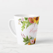 Waterverf Zonnebloem Roze naam Latte Mok (Linkerhoek)