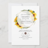 Waterverf Zonnebloem Rustic Geometric Wedding Kaart (Voorkant)