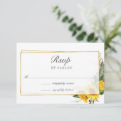 Waterverf Zonnebloem Rustic Geometric Wedding RSVP Kaartje (Staand voorkant)