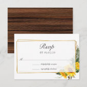 Waterverf Zonnebloem Rustic Geometric Wedding RSVP Kaartje (Voorkant / Achterkant)