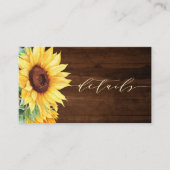Waterverf Zonnebloem Rustiek Hout Details Informatiekaartje (Voorkant)