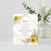 Waterverf Zonnebloem Rustieke bruiloft Details Kaa (Staand voorkant)