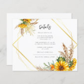 Waterverf Zonnebloem Rustieke bruiloft Details Kaa (Voorkant / Achterkant)