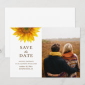 Waterverf zonnebloem. Rustige florale botanisch Save The Date (Voorkant / Achterkant)