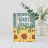 Waterverf Zonnebloem & Rustige houtdag Briefkaart (Staand voorkant)