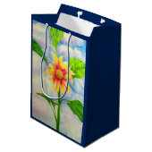 Waterverf zonnebloem schilderij geel sinaasappel b medium cadeauzakje (Achterkant Gekanteld)