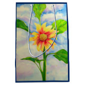 Waterverf zonnebloem schilderij geel sinaasappel b medium cadeauzakje (Voorkant)