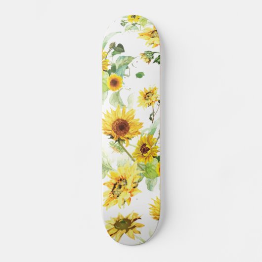 Waterverf Zonnebloem Skateboard (Voorkant)