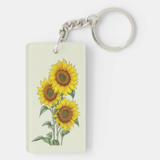 Waterverf Zonnebloem Sleutelhanger (achterkant)
