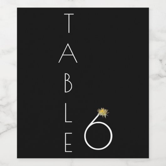 Waterverf Zonnebloem Tabel Nummer 6 Weddenschap Wijn Etiket (Enkel label)