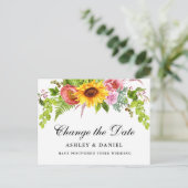 Waterverf Zonnebloem Verander de datum Briefkaart (Staand voorkant)