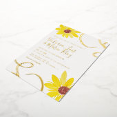 Waterverf Zonnebloem Weddenschap geperst Folie Uitnodiging (Gedraaid)