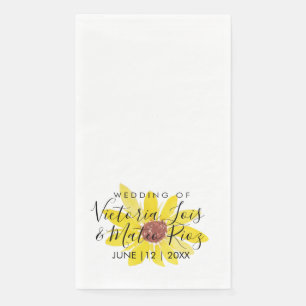 Waterverf Zonnebloem Wilde Floral Yellow Wedding Servet