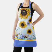 Waterverf Zonnebloemen Aangepaste Monogram Schort (Insitu)