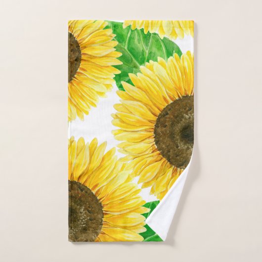 Waterverf zonnebloemen bad handdoek (Handdoek)