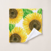 Waterverf zonnebloemen bad handdoek (Wasdoekje)