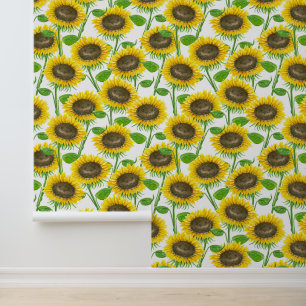 Waterverf zonnebloemen behang