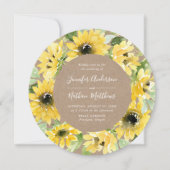 Waterverf Zonnebloemen Bloemenkrans Rustieke bruil Kaart (Voorkant)