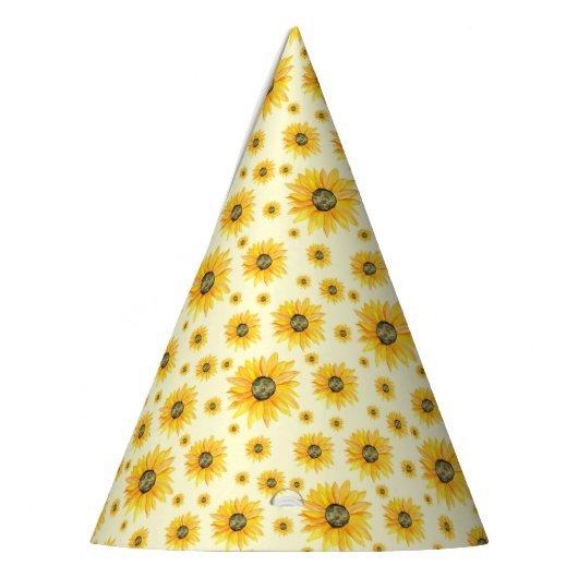 Waterverf Zonnebloemen Bloempatroon Feesthoedjes (Links)