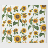 Waterverf Zonnebloemen Botanisch gebladerte groen Cadeaupapier (Vlak)