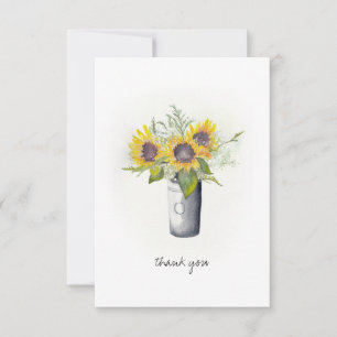 waterverf Zonnebloemen Dank u Kaart