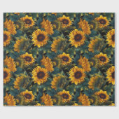 Waterverf Zonnebloemen Donker Cadeaupapier (Vlak)