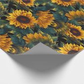 Waterverf Zonnebloemen Donker Cadeaupapier (Hoek)