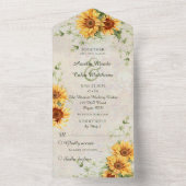 Waterverf Zonnebloemen en wijnstokken All In One Uitnodiging (Binnen)