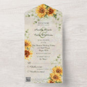 Waterverf Zonnebloemen en wijnstokken met QR-code All In One Uitnodiging (Binnen)