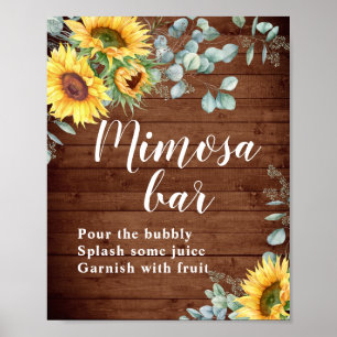 Waterverf Zonnebloemen Eucalyptus Mimosa Bar Poster
