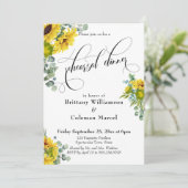 Waterverf Zonnebloemen Eucalyptusrepetitie Dinner Kaart (Staand voorkant)